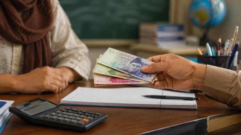 Exchange of notes at a desk
