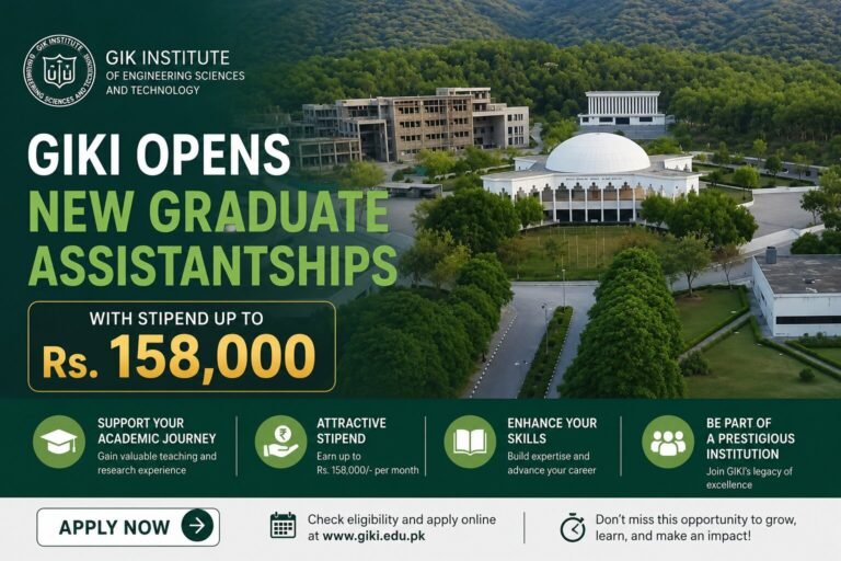 GIKI graduate assistantships promotion poster