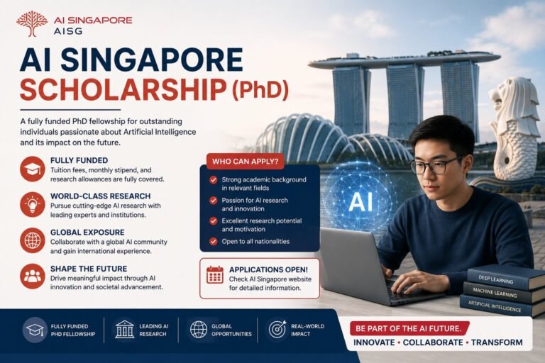 AI Singapore Scholarship PhD fellowship banner with university logos
