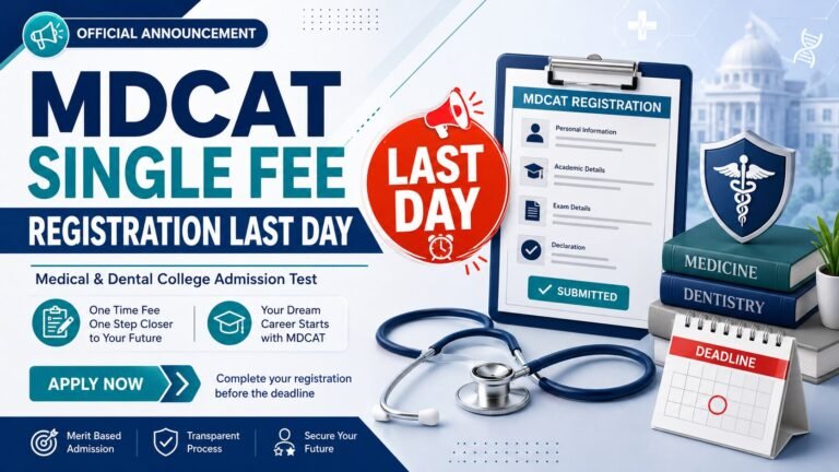 MDCAT registration deadline July 8 2026
