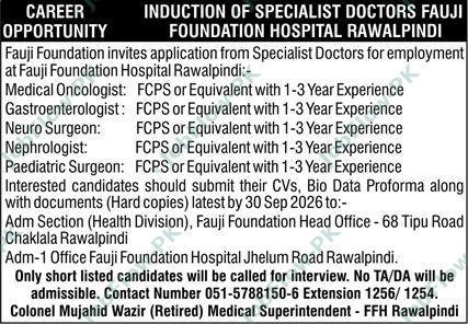 Fauji Foundation Hospital Rawalpindi Jobs Notice 2026 official advertisement